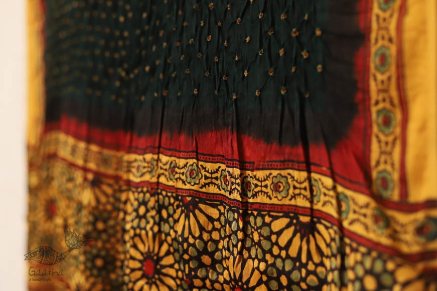 Flavors of fusion | Modal Silk Ajrakh Bandhani Dupatta ❀ 15