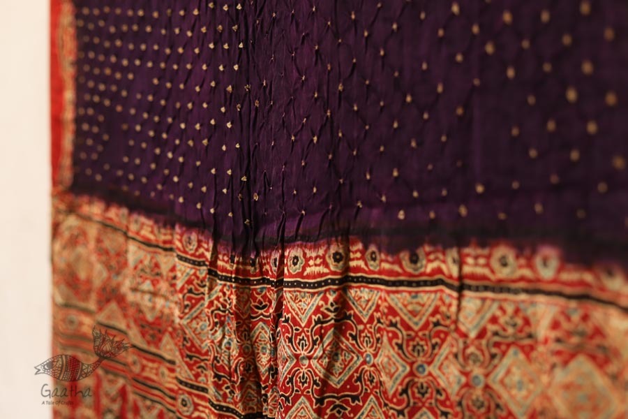 Flavors of fusion | Modal Silk Ajrakh Bandhani Dupatta ❀ 16