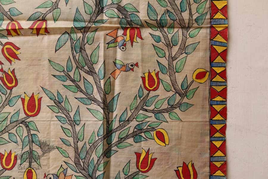 Madhubani ❁ Tussar Silk Hand Painted Dupatta ❁ 1