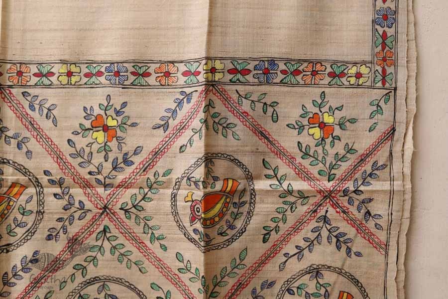 Madhubani ❁ Tussar Silk Hand Painted Dupatta ❁ 10