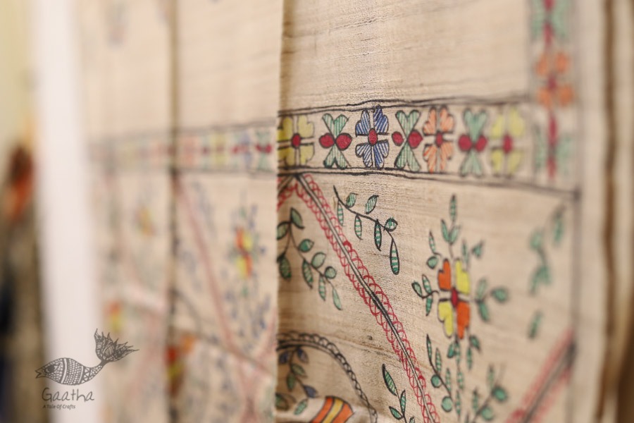 Madhubani ❁ Tussar Silk Hand Painted Dupatta ❁ 10
