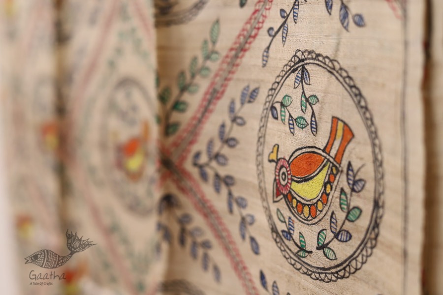 Madhubani ❁ Tussar Silk Hand Painted Dupatta ❁ 10