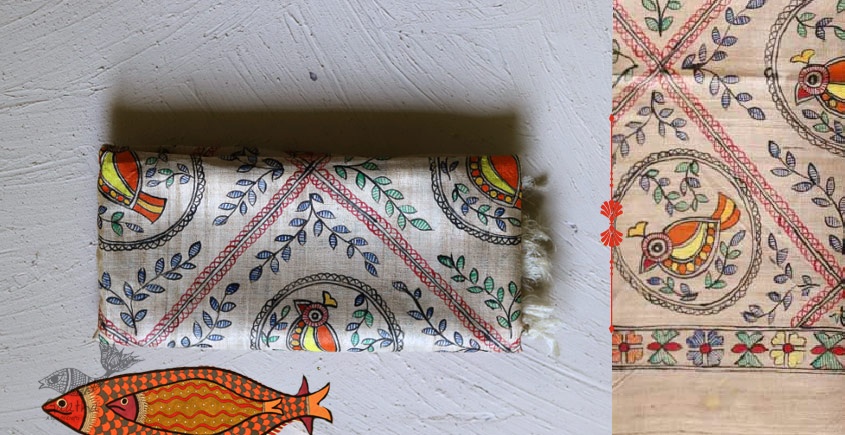 Madhubani ❁ Tussar Silk Hand Painted Dupatta ❁ 10