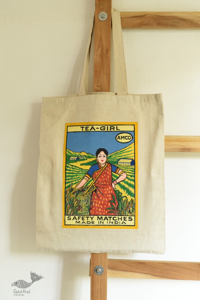Hand Painted Canvas Bag ~ Tea Girl