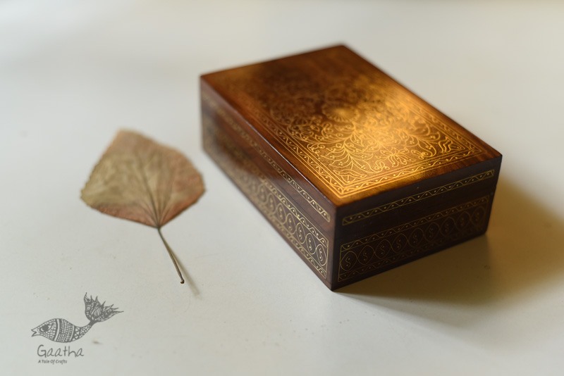 shop Tarkashi Box ~ Wood Inlay with Brass Wire