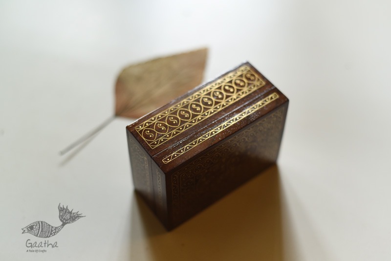 shop Tarkashi | Wood Inlay - Brass Tarkashi Box