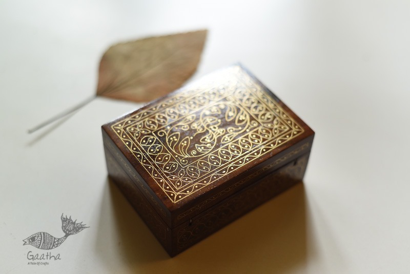 shop Tarkashi | Wood Inlay - Brass Tarkashi Box