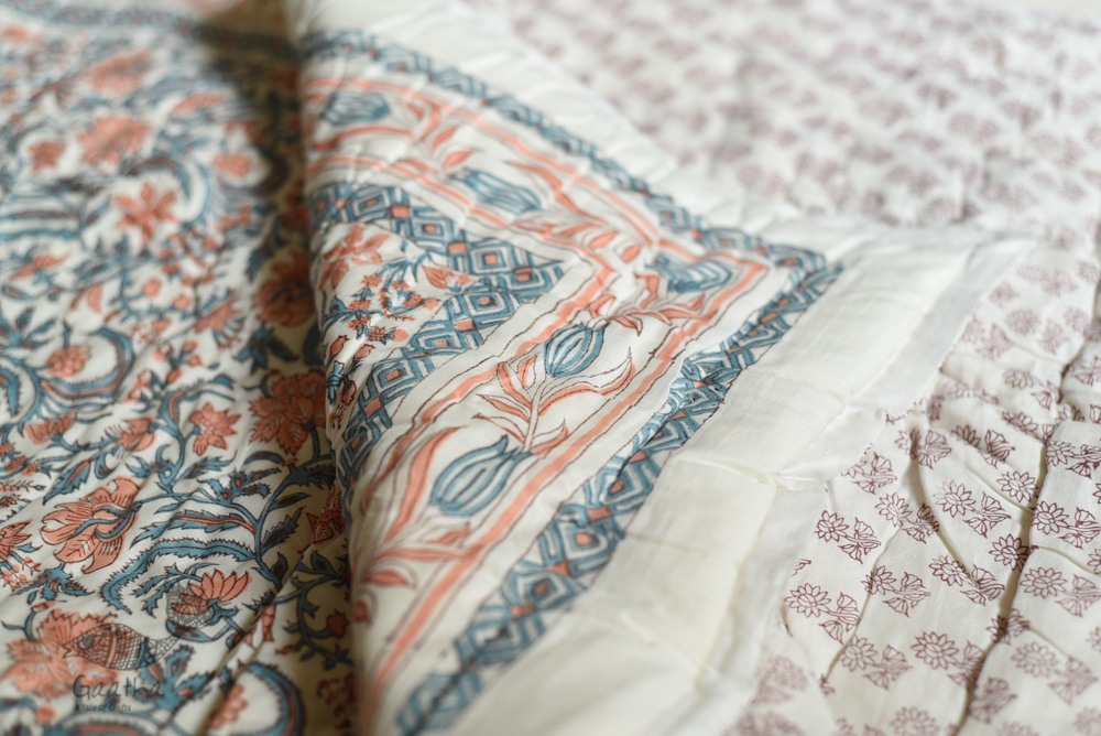 shop Pure Cotton Sanganeri Jaipuri Razai/Quilt (Single Bed)