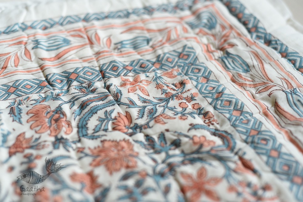 shop Pure Cotton Sanganeri Jaipuri Razai/Quilt (Single Bed)