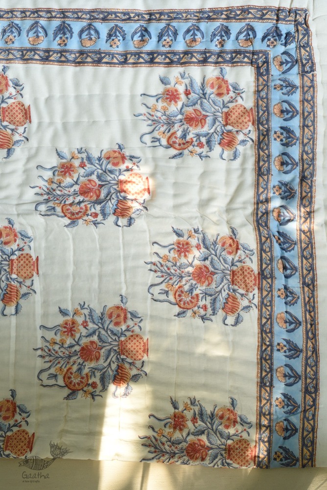 shop Cotton block printed Jaipuri Razai / Quilt - Double Bed