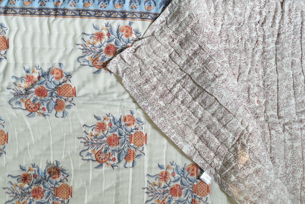 shop Cotton block printed Jaipuri Razai / Quilt - Double Bed