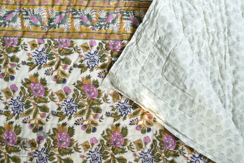 shop Jaipuri Razai / Quilt - Sanganeri Block Print Double Bed