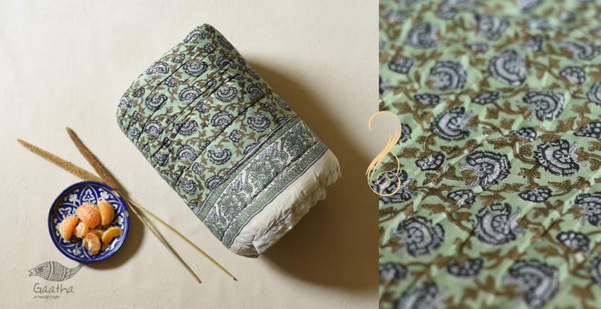 shop Pure Cotton Sanganeri Jaipuri Razai/Quilt (Single Bed)