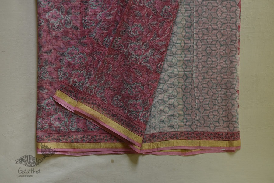 shop Kota Cotton Saree - Sanganeri Block Printed