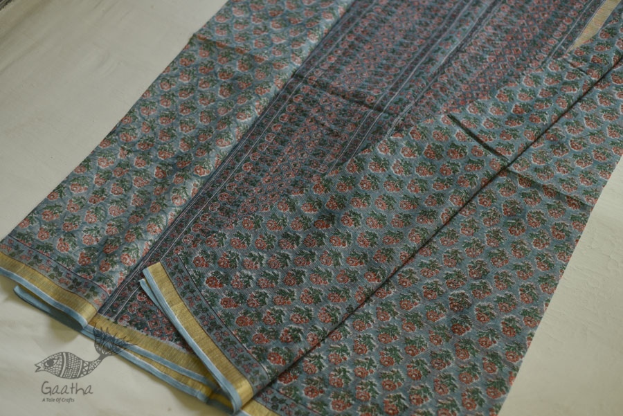 shop Kota Cotton Saree - Sanganeri Block Printed