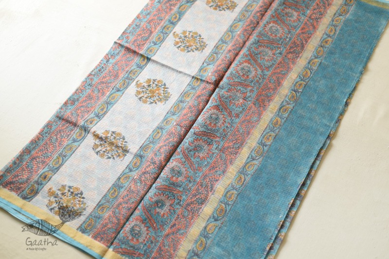 shop sanganeri block printed kota cotton saree