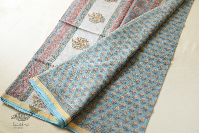 shop sanganeri block printed kota cotton saree