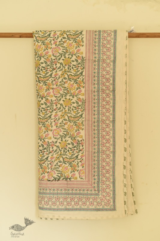 shop Sanganeri Hand Block Printed Flannel with Cotton Filling - Double Bed