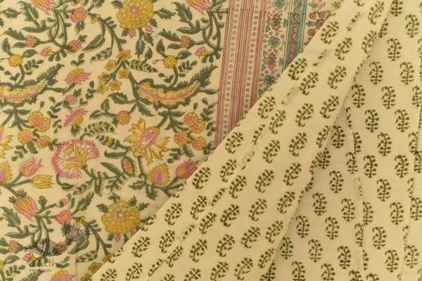 shop Sanganeri Hand Block Printed Flannel with Cotton Filling - Double Bed