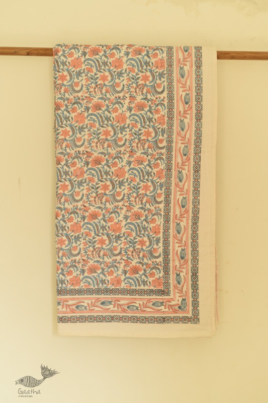 shop Sanganeri Hand Block Printed Flannel with Cotton Filling - Double Bed