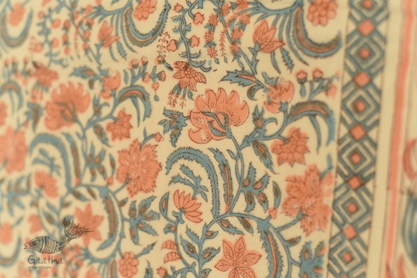shop Sanganeri Hand Block Printed Flannel with Cotton Filling - Double Bed