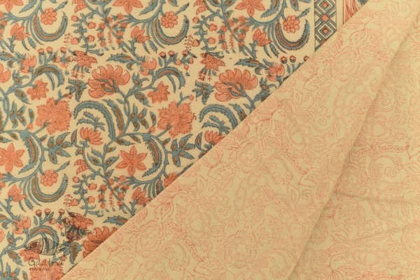 shop Sanganeri Hand Block Printed Flannel with Cotton Filling - Double Bed