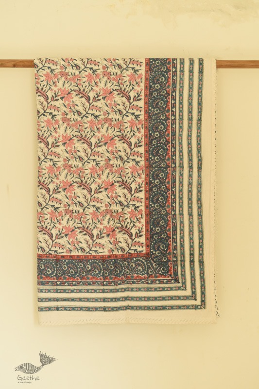 shop Sanganeri Hand Block Printed Flannel with Cotton Filling - Single Bed