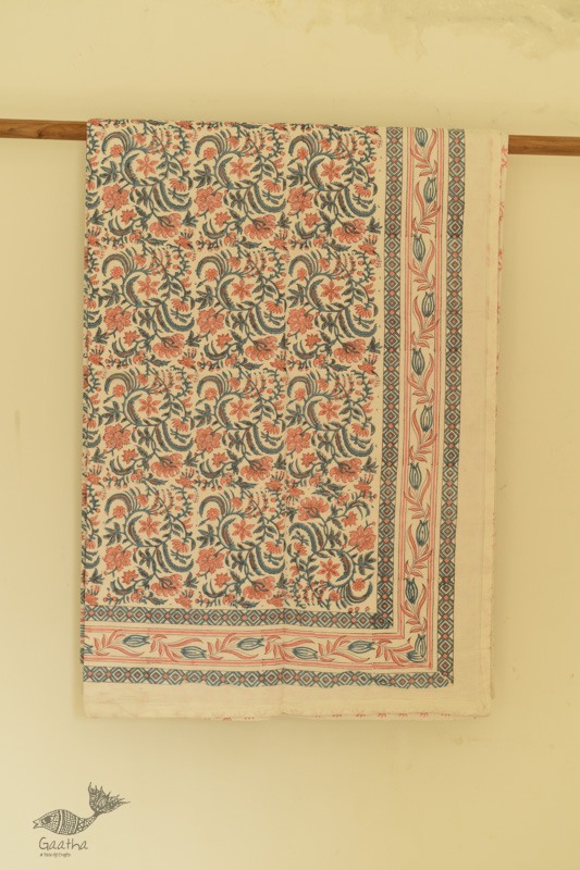 shop Sanganeri Hand Block Printed Flannel with Cotton Filling - Double Bed