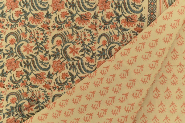 shop Sanganeri Hand Block Printed Flannel with Cotton Filling - Double Bed