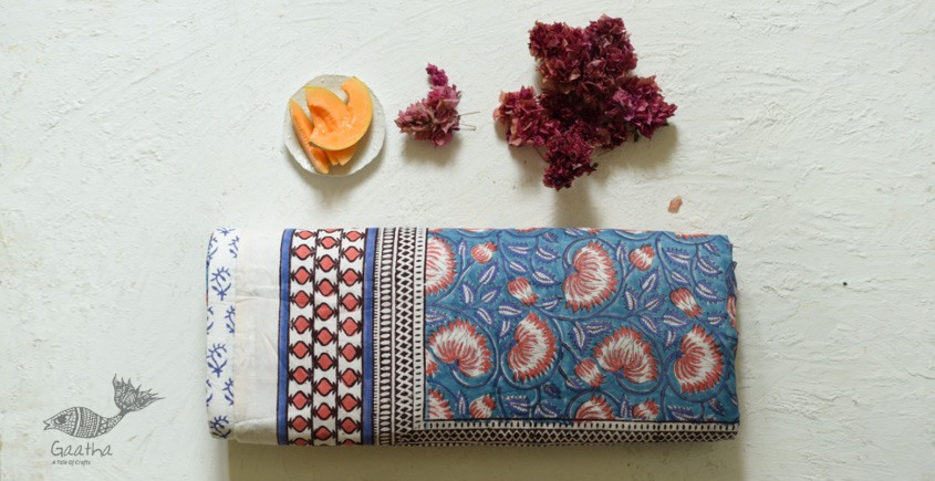 shop Sanganeri Hand Block Printed Flannel with Cotton Filling - Double Bed