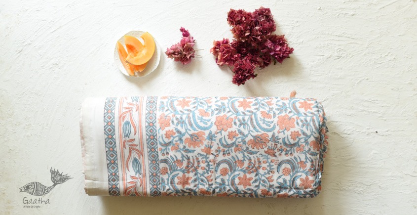 shop Sanganeri Hand Block Printed Flannel with Cotton Filling - Double Bed