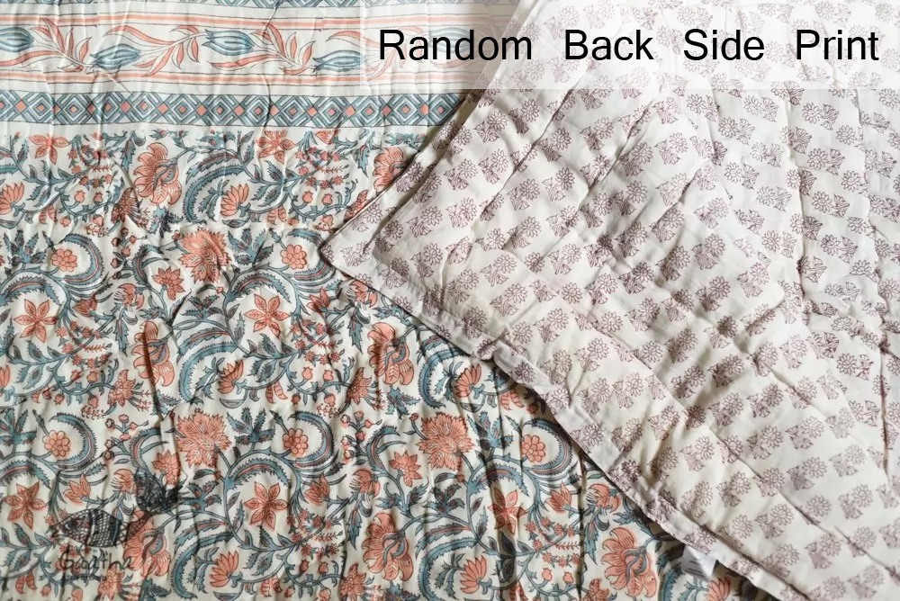 shop Pure Cotton Sanganeri Jaipuri Razai/Quilt (Single Bed)