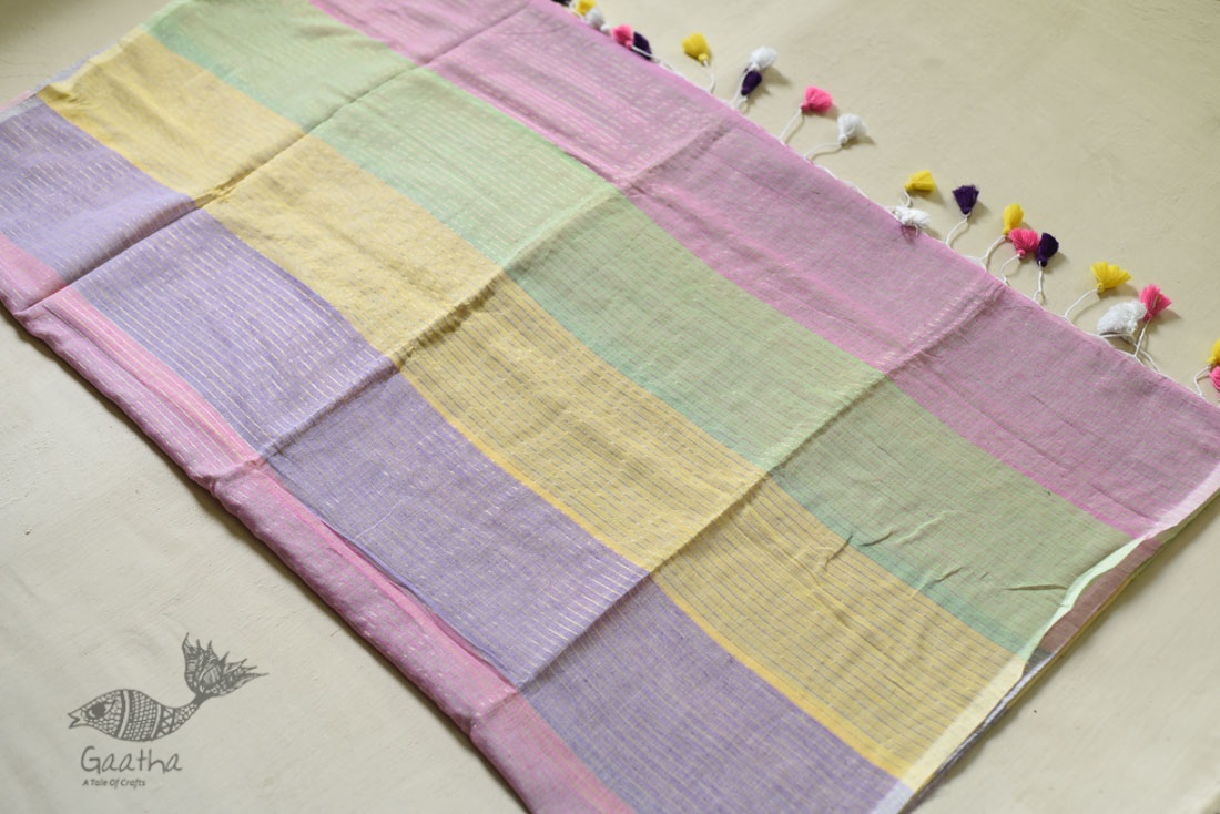 shop handloom cotton saree Multi Colour