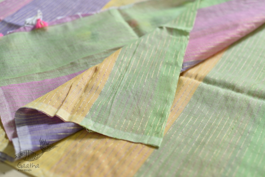 shop handloom cotton saree Multi Colour