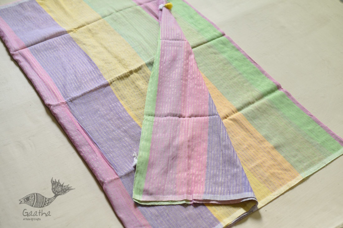 shop handloom cotton saree Multi Colour