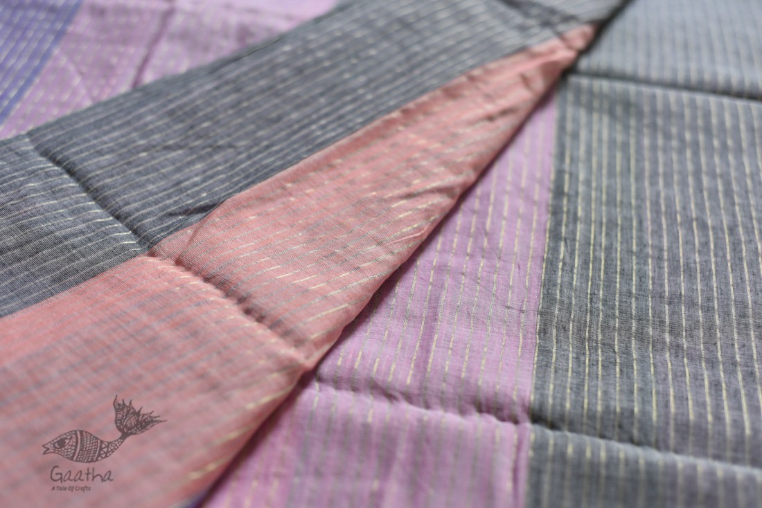 shop Handloom Cotton Multi Color Saree with Zari Woven