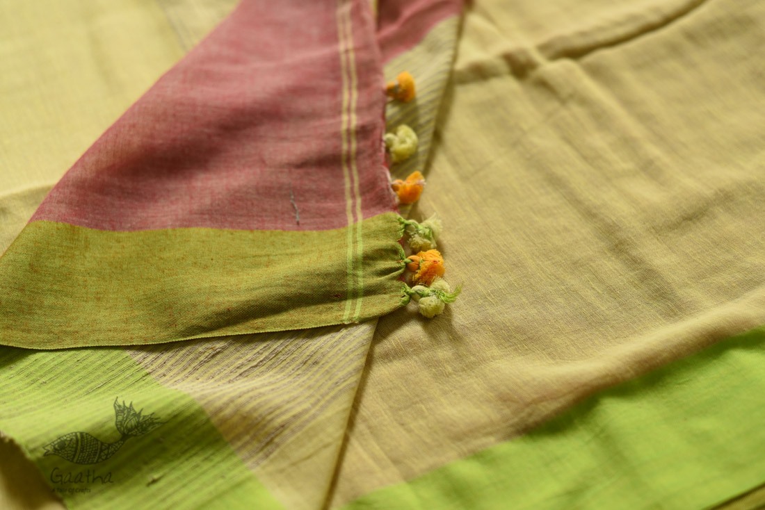 shop Handwoven cotton saree Carrot Red