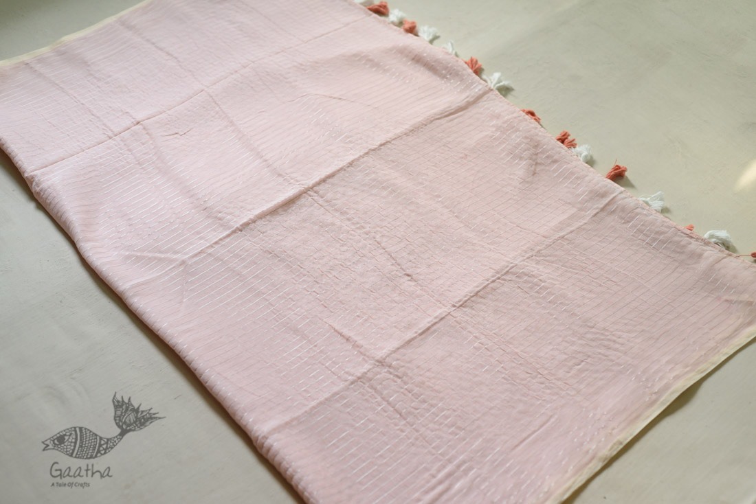 shop peach saree handloom cotton 