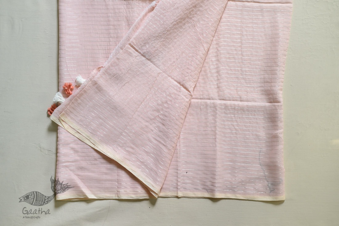 shop peach saree handloom cotton 