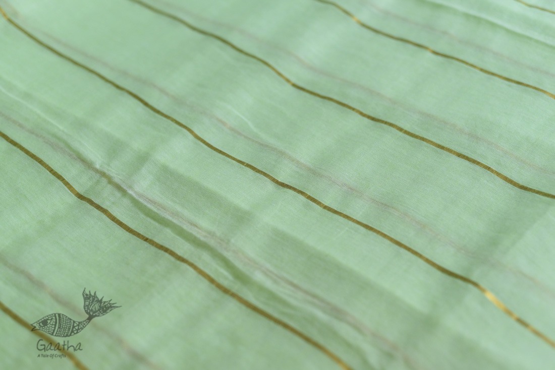 shop Handwoven cotton saree - Pistachio Green