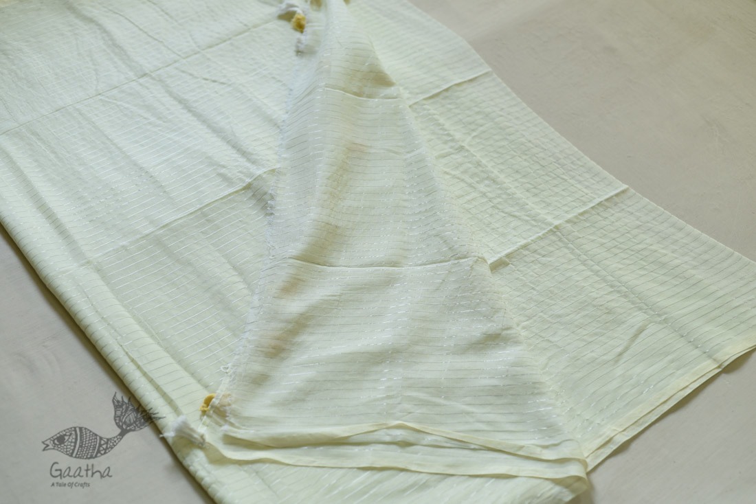 shop saree handloom cotton  - Light Yellow