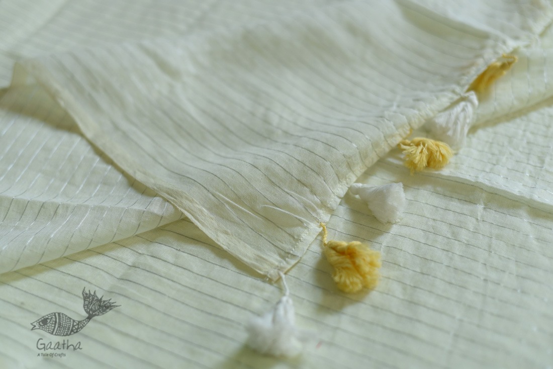 shop saree handloom cotton  - Light Yellow