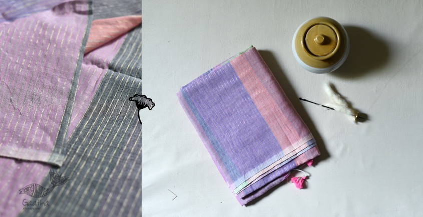 shop Handloom Cotton Multi Color Saree with Zari Woven