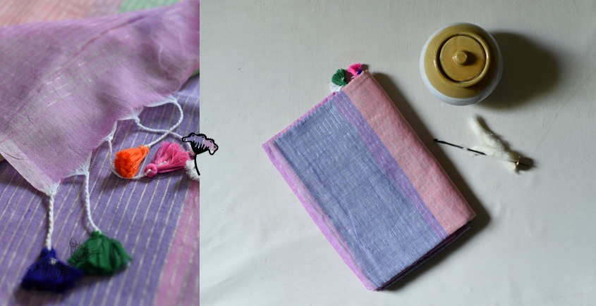 shop cotton handloom saree With Colorful Stripes 
