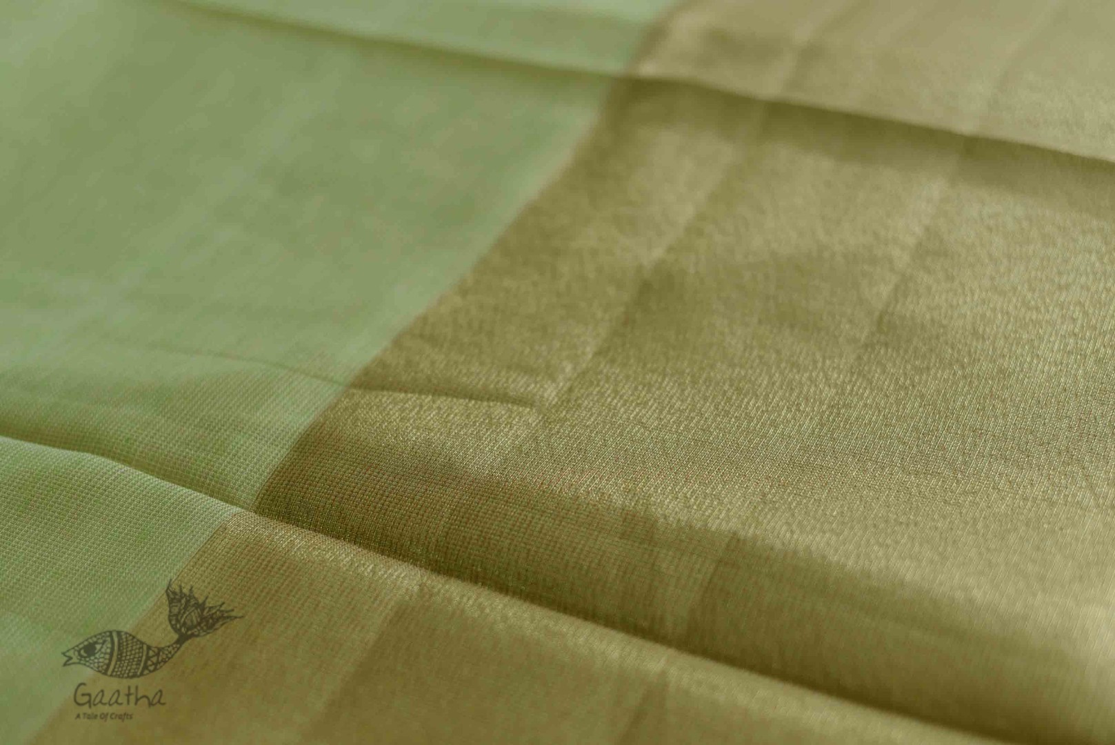 Kota Checked Zari Cotton Saree in Light Green Colour