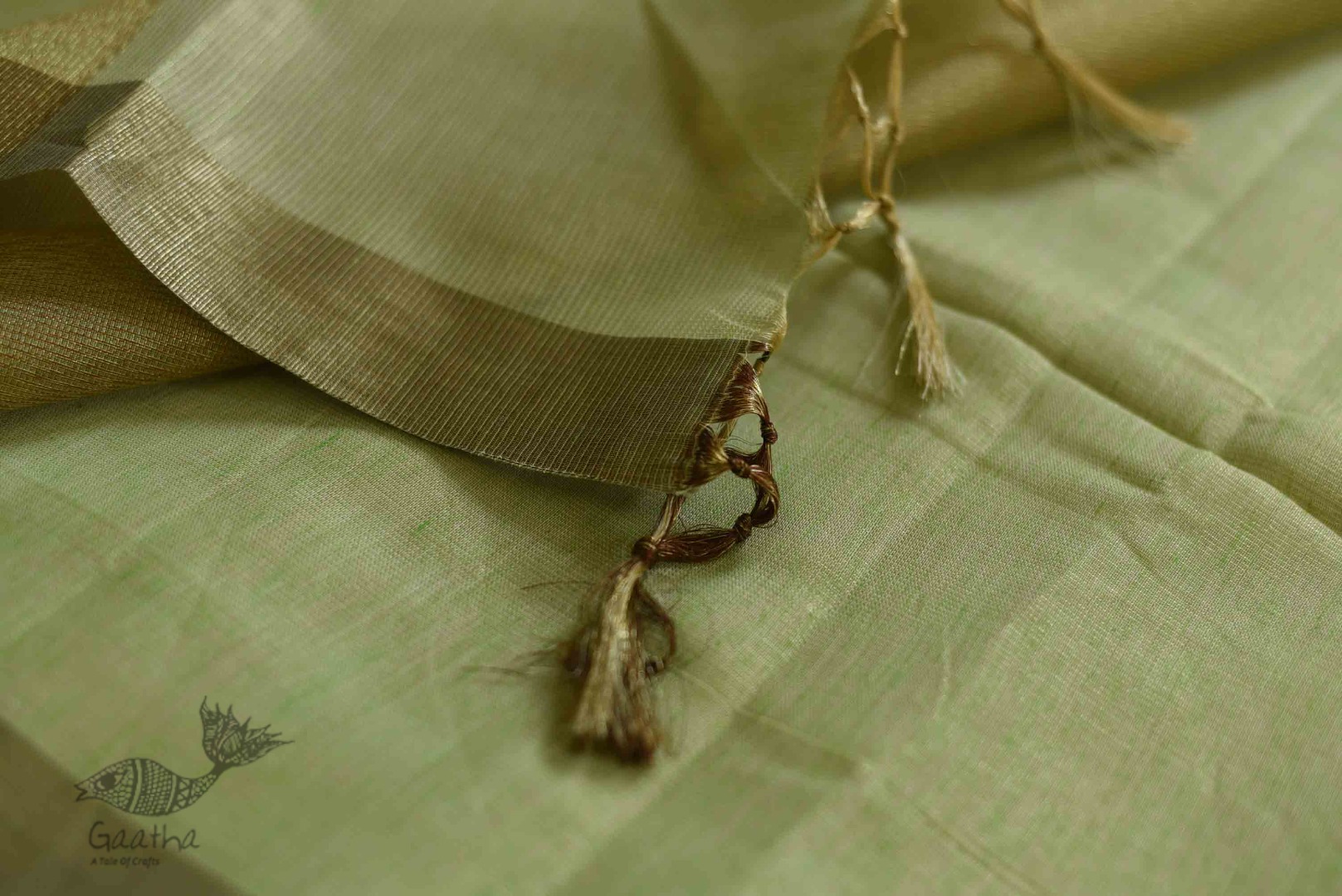 Kota Checked Zari Cotton Saree in Light Green Colour