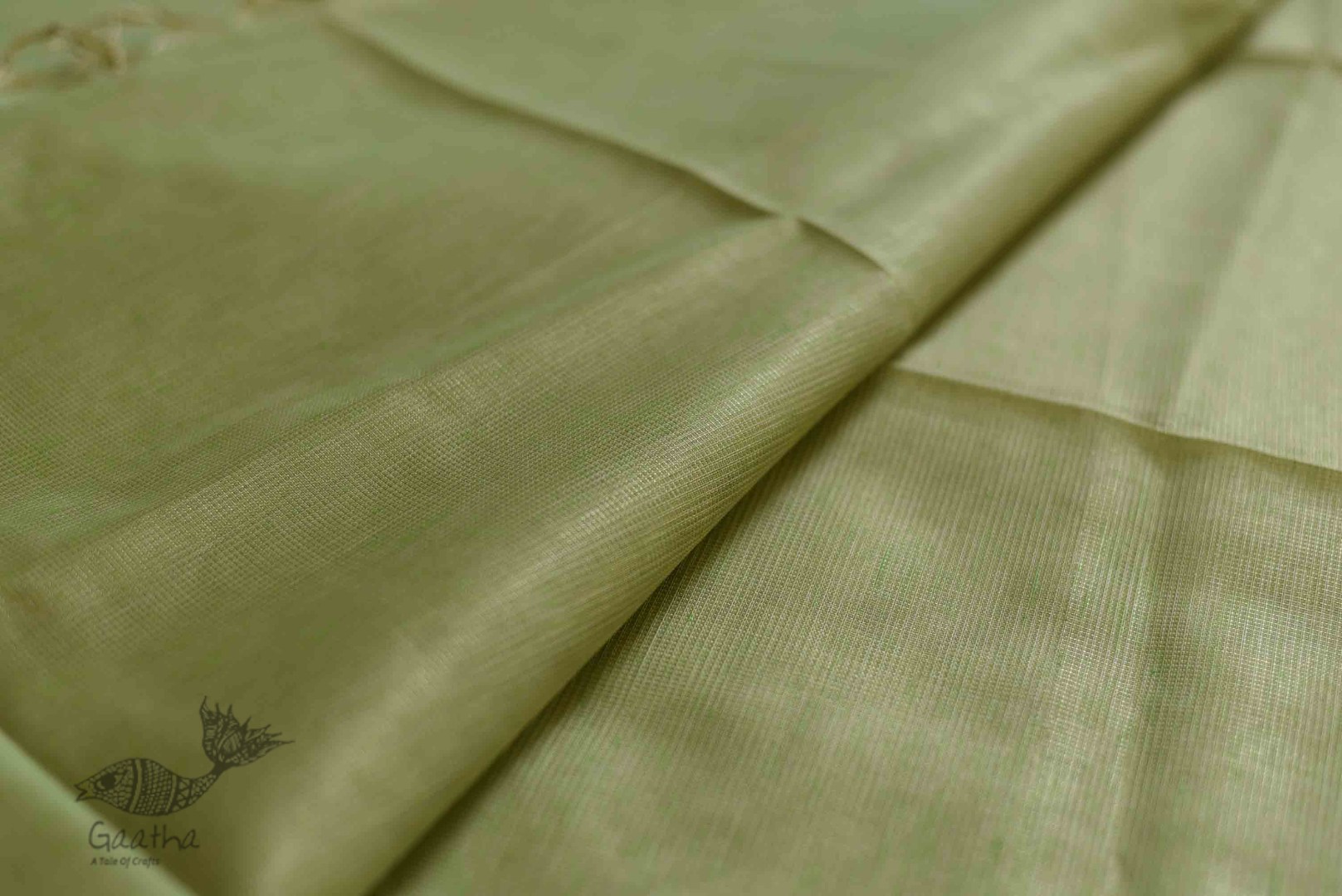 Kota Checked Zari Cotton Saree in Light Green Colour