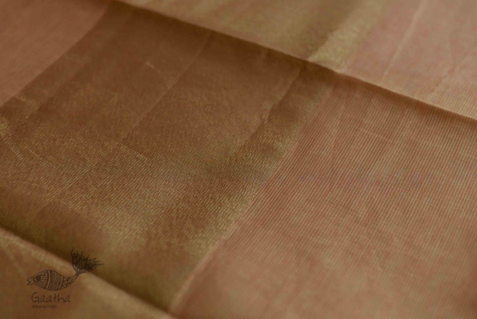Kota Checked Zari Cotton Saree in Peach Colour