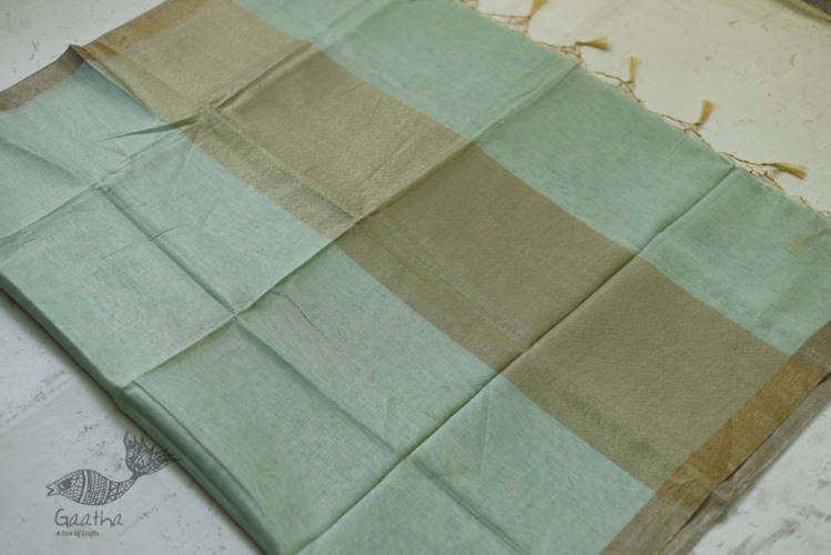 Kota Checked Zari Cotton Saree in Sky Blue Colour