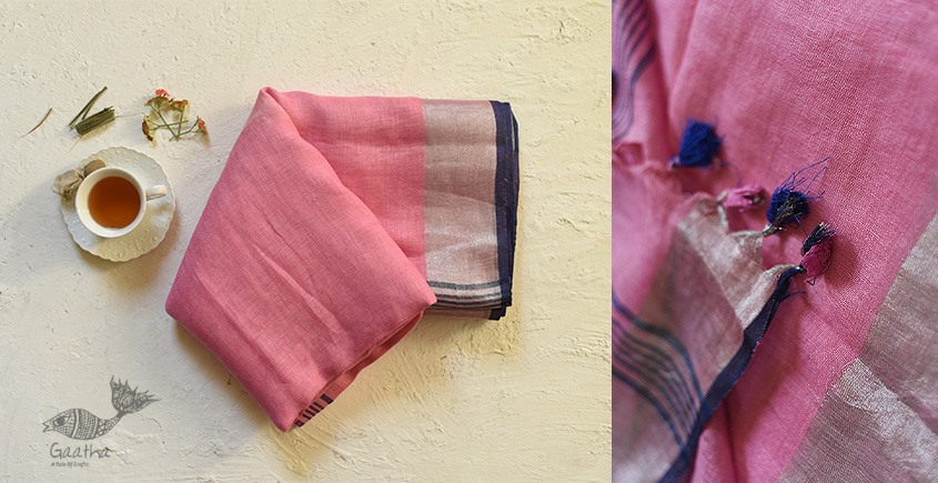 Pink Linen Saree